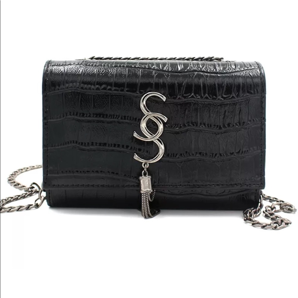 Messenger Bag Alligator Vintage Crossbody Black